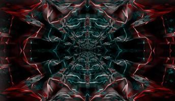 A work of digital illustration art with smoky lines and fractal patterns rendering a chaotic dark background photo