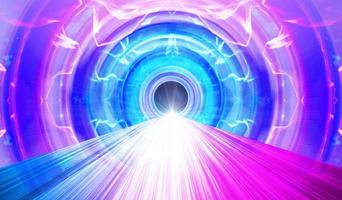 Neon Radial spiral forward tunnel effect meta universe technology sense background photo