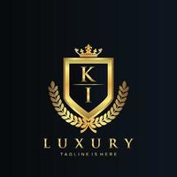 KI Letter Initial with Royal Luxury Logo Template vector