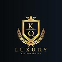 KQ Letter Initial with Royal Luxury Logo Template vector