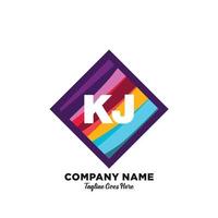 KJ initial logo With Colorful template vector