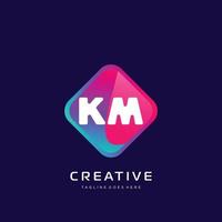 KM initial logo With Colorful template vector. vector