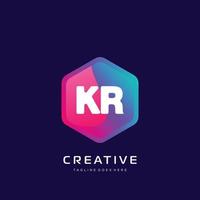 KR initial logo With Colorful template vector. vector