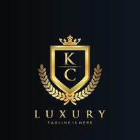 KC Letter Initial with Royal Luxury Logo Template vector