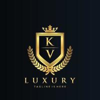 KV Letter Initial with Royal Luxury Logo Template vector