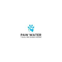 Paw and water drop logo design template vector