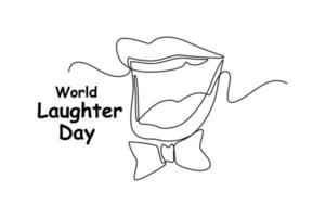 Continuous one-line drawing wide laughing mouth. World laughing day concept single line draws design graphic vector illustration