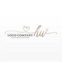 Initial HW feminine logo collections template. handwriting logo of initial signature, wedding, fashion, jewerly, boutique, floral and botanical with creative template for any company or business. vector