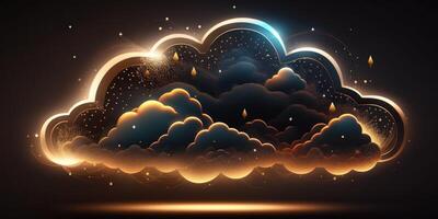 Abstract Glowing Cloud Icon Technology Background. Concepts for data glowing Cloud Icon Technology Background. Cloud computing, Cloud Computing Concept. photo