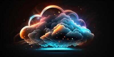 Abstract Glowing Cloud Icon Technology Background. Concepts for data glowing Cloud Icon Technology Background. Cloud computing, Cloud Computing Concept. photo