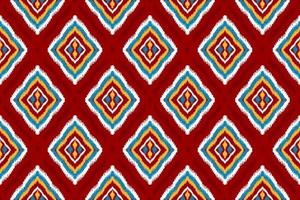 Abstract ikat red pattern art. Geometric ethnic ikat seamless pattern in tribal. American and Mexican style. vector