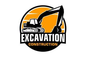 Excavator logo template vector. Heavy equipment logo vector for construction company.