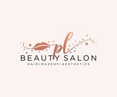 Initial PL feminine logo collections template. handwriting logo of initial signature, wedding, fashion, jewerly, boutique, floral and botanical with creative template for any company or business. vector