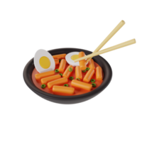 tteokbokki ikon 3d tolkning illustration png