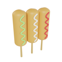 Corn dog icon 3d rendering illustration png