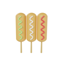 Corn dog icon 3d rendering illustration png