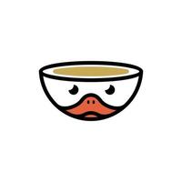 Duck face with bowl unique creative logo vector