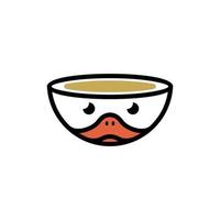 Duck face with bowl unique creative logo vector