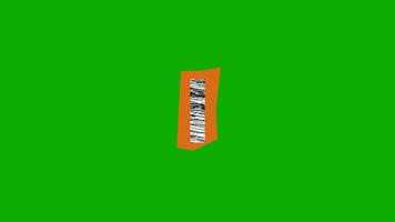 Letter I animation with line scratches on a orange background in a green screen. video