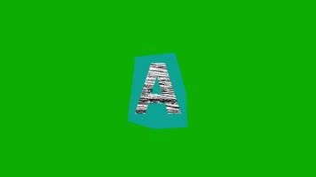 Letter A animation with line scratches on a blue background in a green screen. video