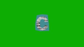 lettre c animation avec ligne rayures sur une bleu Contexte dans une vert filtrer. video
