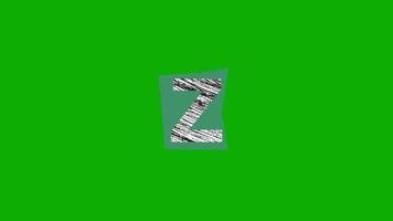 letra z animación con línea arañazos en un azul antecedentes en un verde pantalla. video