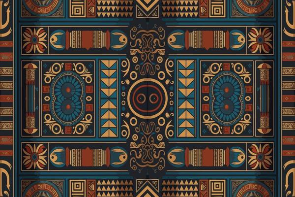 Egyptian geometry pattern old ancient background. Abstract traditional folk antique tribal ethnic graphic line. Ornate elegant luxury vintage retro style. Texture textile fabric ethnic egypt patterns