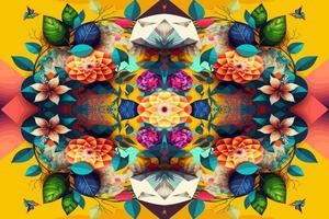 Floral pattern bright colorful background. Abstract graphic line modern elegant minimal retro style. Flower design for texture textile print art background wallpaper tile backdrop vector illustration.