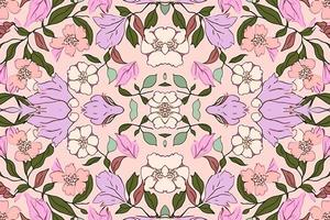 Floral seamless pattern light pink tone background. Abstract graphic line modern elegant minimal vintage retro style. Design for fabric texture textile print art background wallpaper tile backdrop. vector