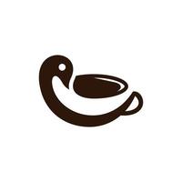 Swan with coffe modern simple logo vector