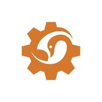 Swan gear mechanic modern creative logo vector