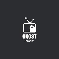 ghost media logo design, television combine with ghost logo concept vector