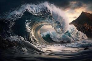 high ocean waves created by technology photo