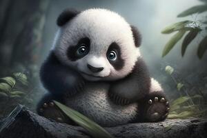 cute panda is made by technology photo