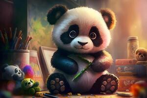 cute panda is made by technology photo