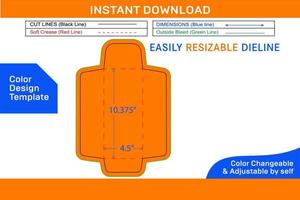 Catalog envelope or open end envelope 4.5x10.375 inch dieline template Color Design Template vector