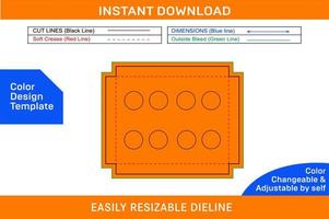 8 hole insert cupcake boxes Dieline template and 3D 8 hole insert design Color Design Template vector