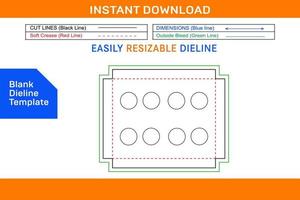 8 hole insert cupcake boxes Dieline template and 3D 8 hole insert design Blank dieline template vector