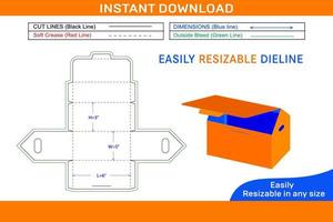 casa conformado parte superior dar la vuelta caja dieline modelo y 3d caja diseño caja dieline y 3d caja vector