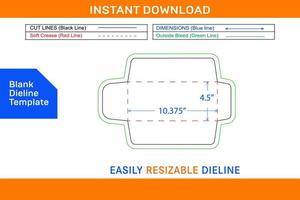 Catalog envelope or open end envelope 4.5x10.375 inch dieline template Blank dieline template vector