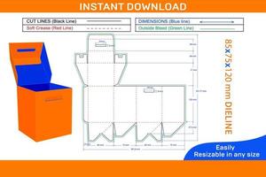 Auto bottom closer box dieline template and 3D box design Box dieline and 3D box vector