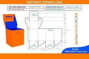 Auto bottom closer box dieline template and 3D box design Box dieline and 3D box vector