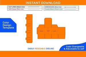 Box with stand dieline template Color Design Template vector