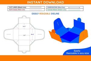 Self-locking cake box, gift box die cut template design Box dieline and 3D box vector