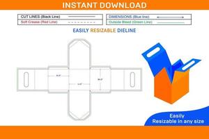 House shaped box with handle die cut template and 3D box design Box dieline and 3D box vector