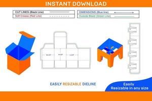 Box with stand dieline template Box dieline and 3D box vector