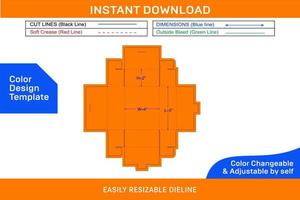 Cardboard cake box 5x4x2 inch dieline template and 3D box design Color Design Template vector