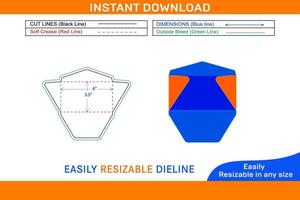 regular sobre 3.5x6 pulgada dieline modelo caja dieline y 3d caja vector