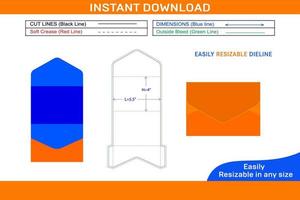 Anniversary invitation party event envelope die cut template Box dieline and 3D box vector