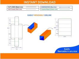 Slipcase chocolate box dieline template and 3D box Box dieline and 3D box vector
